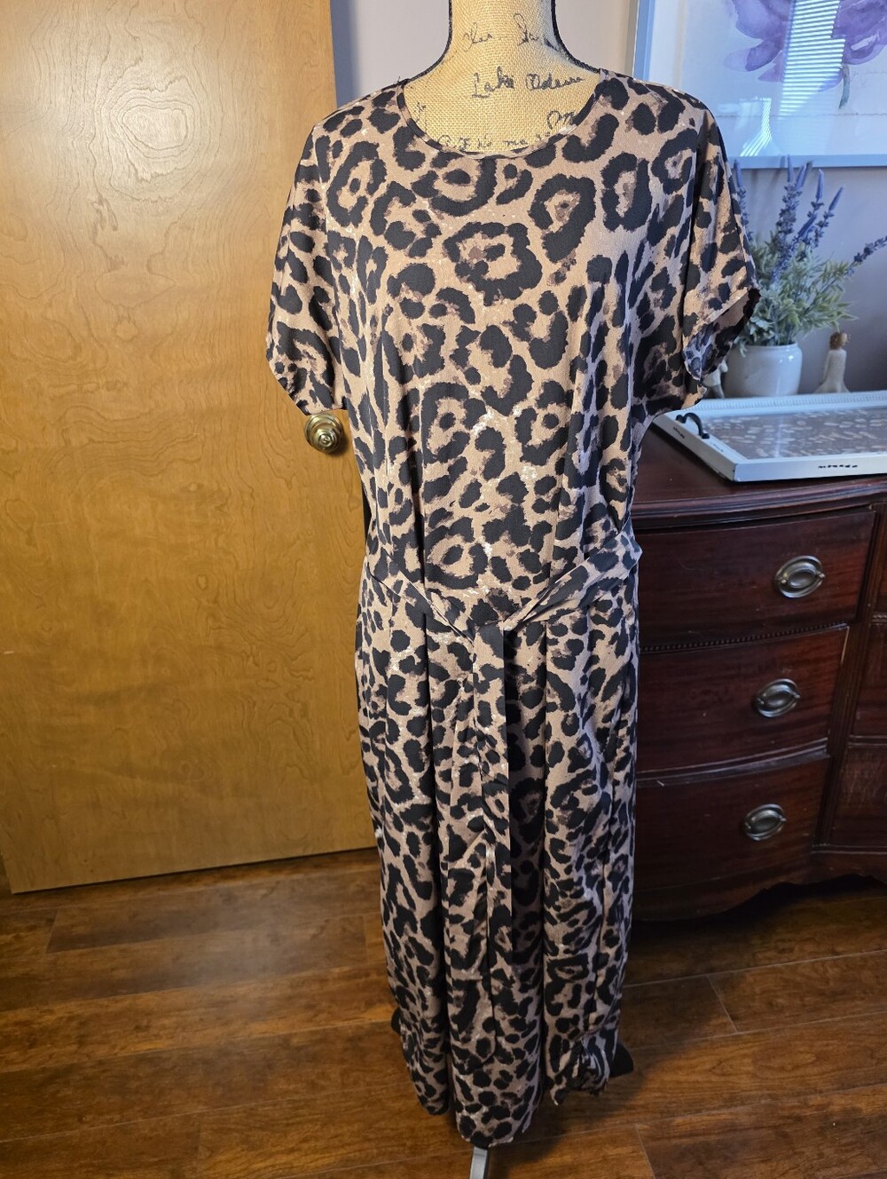 SHEIN Taupe and Black Animal Print Maxi Dress - NEW
